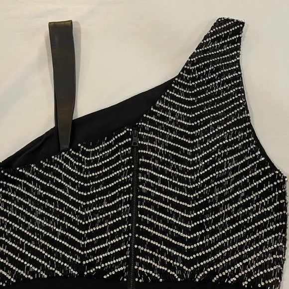 Alice + Olivia | Lina Leather Trimmed Embellished Wide Leg Jumpsuit | 6 - Picture 14 of 16